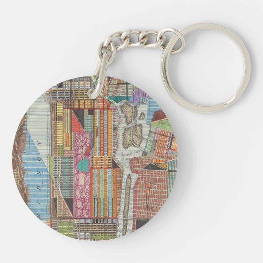 Moderne kaart van New York III Sleutelhanger (Achterkant)