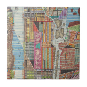 Moderne kaart van New York III Tegeltje