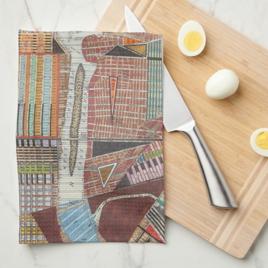 Moderne kaart van New York III Theedoek (Quarter Fold)