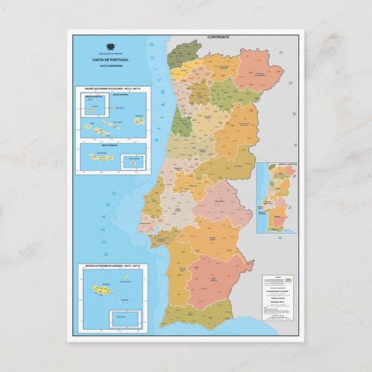 Moderne kaart van Portugal (Voorkant)