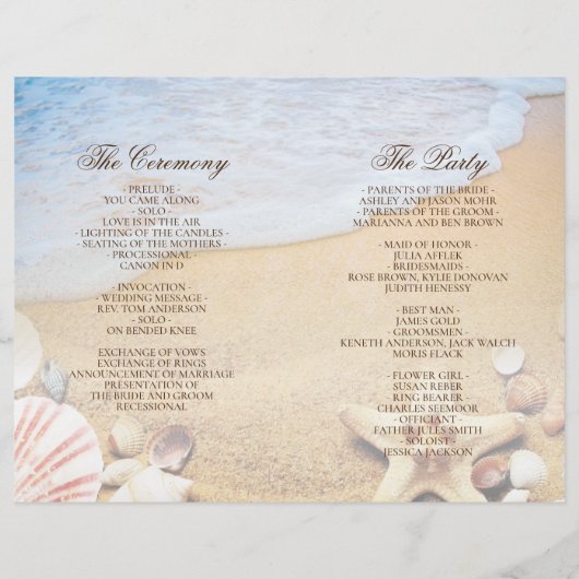 Moderne Kaart van Tropische Beach Wedding Folded P (Achterkant)