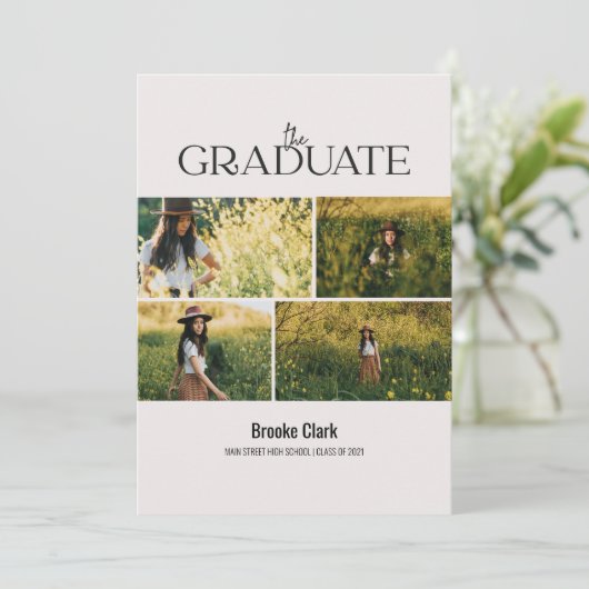 Moderne Kaart voor aankondiging van Afstuderen fot (Staand voorkant)