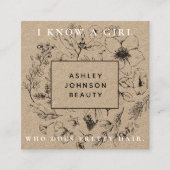 Moderne Kaart voor botanische Kraft Black en White Vierkante Visitekaartje (Voorkant)