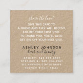 Moderne Kaart voor botanische Kraft Black en White Vierkante Visitekaartje (Achterkant)