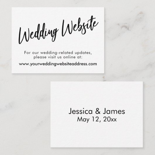 Moderne Kaart voor bruiloft in script Visitekaartje (Voorkant / Achterkant)