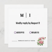 Moderne Kaart voor Floral Wedding RSVP (Voorkant / Achterkant)