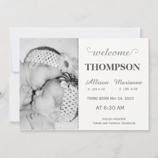 Moderne Kaart voor Foto-Baby (Twins)