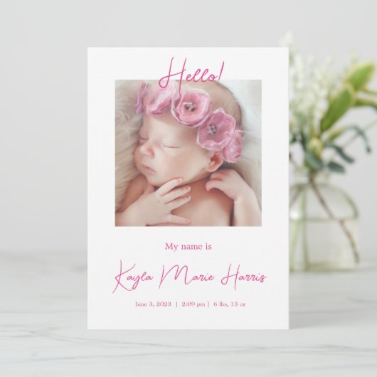Moderne Kaart voor geboortedatum foto's (Staand voorkant)