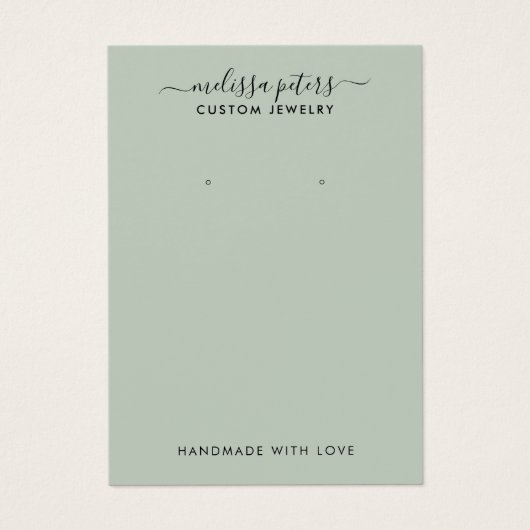 Moderne Kaart voor groen script juwelen oormerken (Voorkant)