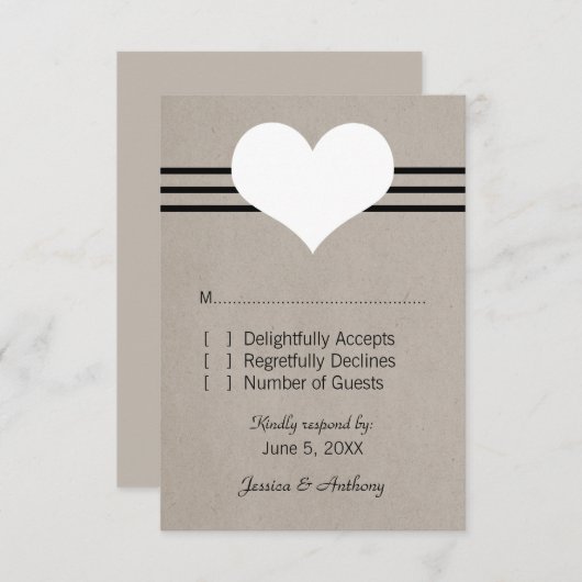 Moderne Kaart voor hartrespons, beige (Voorkant / Achterkant)