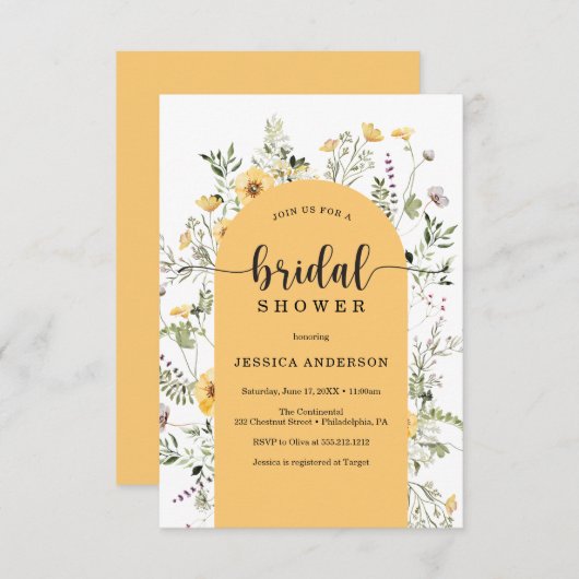 Moderne Kaart voor het uitnodigen van een bloem (Voorkant / Achterkant)