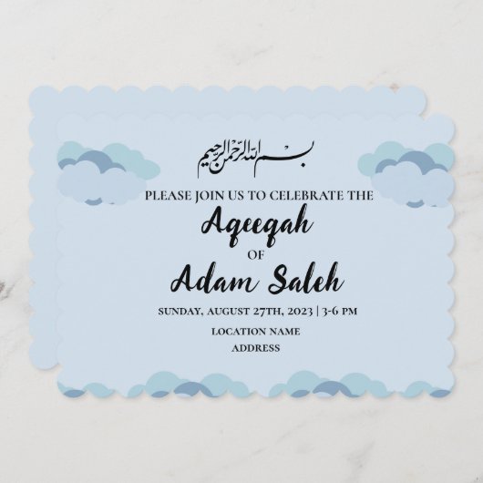 Moderne Kaart voor het uitnodigen van jonge moslim (Voorkant / Achterkant)