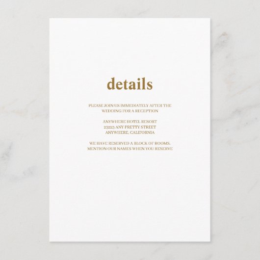 Moderne Kaart voor huwelijksdetails (Voorkant)