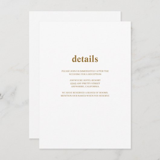 Moderne Kaart voor huwelijksdetails (Voorkant / Achterkant)