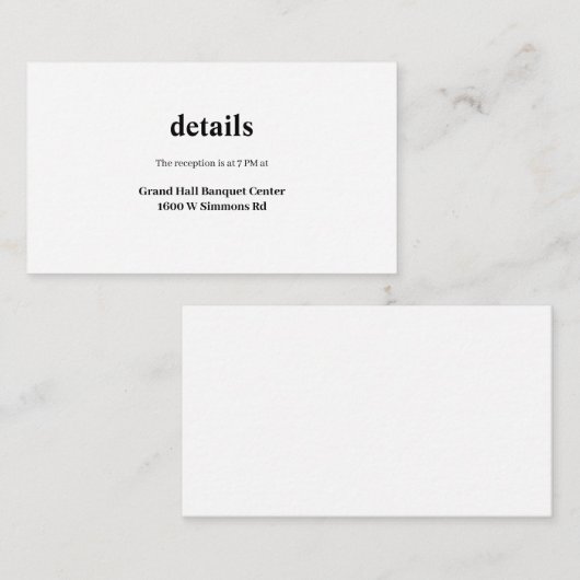 Moderne Kaart voor huwelijksdetails (Voorkant / Achterkant)