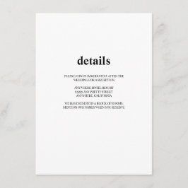 Moderne Kaart voor huwelijksdetails