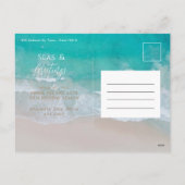 Moderne Kaart voor kerstfeestdag op strand (Achterkant)