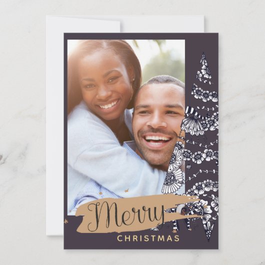 Moderne Kaart voor Kerstmis met foto's - Mauve Art (Voorkant)