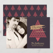 Moderne Kaart voor Kerstmis met foto's - Mauve Roo (Voorkant / Achterkant)