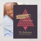 Moderne Kaart voor Kerstmis met foto's - Mauve Roo (Voorkant / Achterkant)