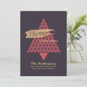 Moderne Kaart voor Kerstmis met foto's - Mauve Roo (Staand voorkant)