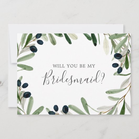 Moderne Kaart voor Olijfbijkantoor Bridesmaid-voor (Voorkant)