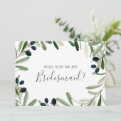Moderne Kaart voor Olijfbijkantoor Bridesmaid-voor (Staand voorkant)