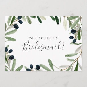 Moderne Kaart voor Olijfbijkantoor Bridesmaid-voor