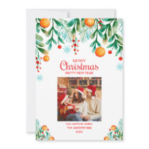 Moderne Kaart voor prettige kerstfeestdagen met fo