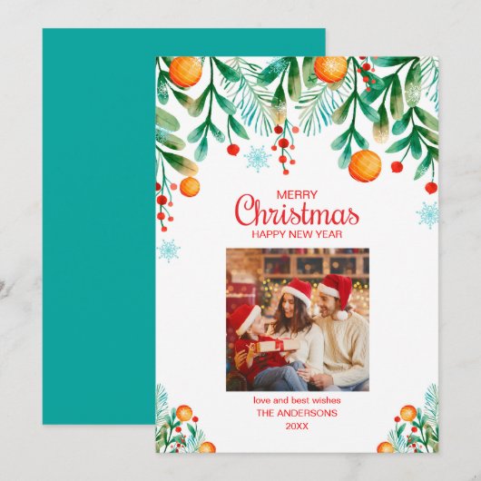 Moderne Kaart voor prettige kerstfeestdagen met fo (Voorkant / Achterkant)