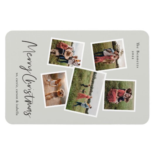 Moderne Kaart voor prettige kerstfeestdagen met fo Magneet (Horizontaal)