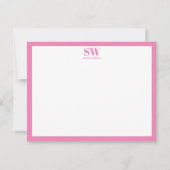 Moderne Kaart voor roze monogram rand minimalistis Notitiekaartje (Voorkant)