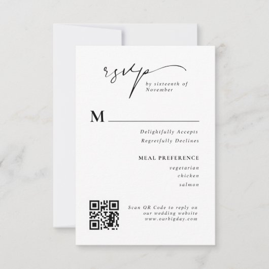 Moderne Kaart voor RSVP QR Code Wedding Response i (Voorkant)