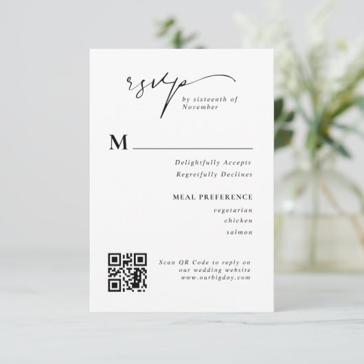 Moderne Kaart voor RSVP QR Code Wedding Response i (Staand voorkant)