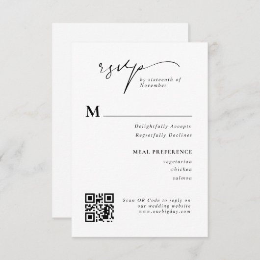 Moderne Kaart voor RSVP QR Code Wedding Response i (Voorkant / Achterkant)