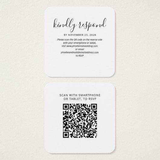 Moderne Kaart voor RSVP Wedding Website met QR-cod (Voorkant /achterkant)