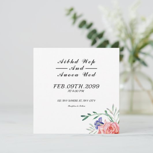 Moderne Kaart voor uitnodiging voor bruiloft (Staand voorkant)