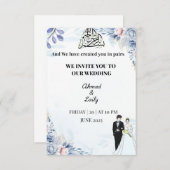 Moderne Kaart voor uitnodiging voor bruiloft (Voorkant / Achterkant)