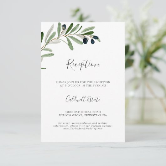 Moderne Kaart voor weduwschap tussen olive vertakk (Staand voorkant)