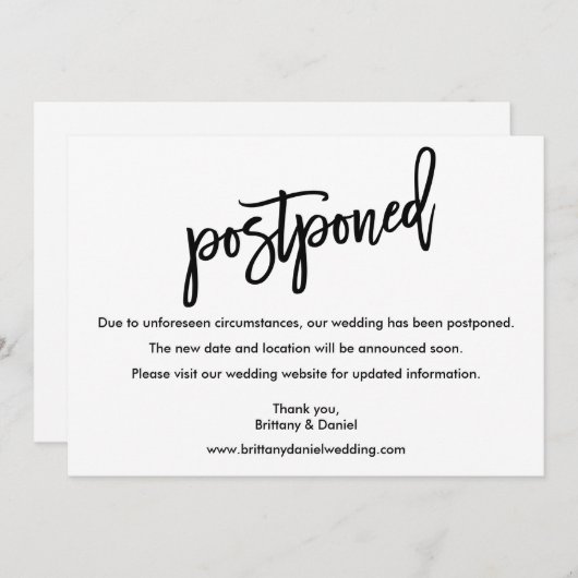 Moderne Kaart voor weduwschap uitgesteld door pens (Voorkant / Achterkant)