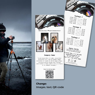 Moderne Kaart voor White & Black Wedding Photograp
