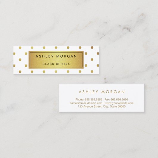 Moderne Kaart voor witte en goudglitter Afstuderen Contactkaartje (Voorkant / Achterkant)