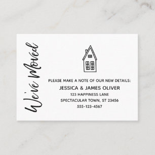 Moderne kaart "We hebben ons verplaatst" met klein Visitekaartje