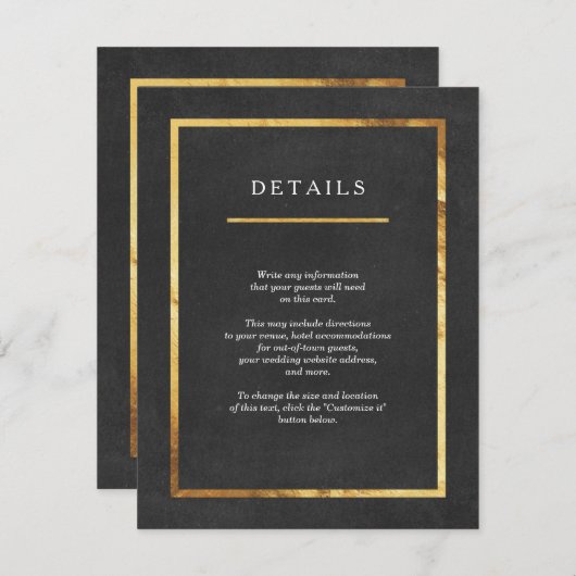 Moderne Kaarten voor deco Gold en zwart huwelijk i (Voorkant / Achterkant)