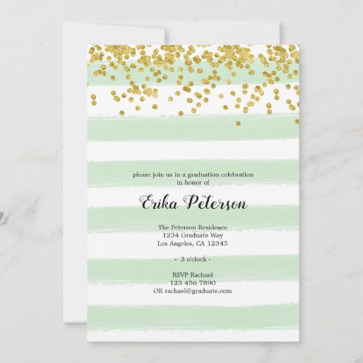 Moderne Kaarten voor groene en Gold Striped Afstud (Achterkant)