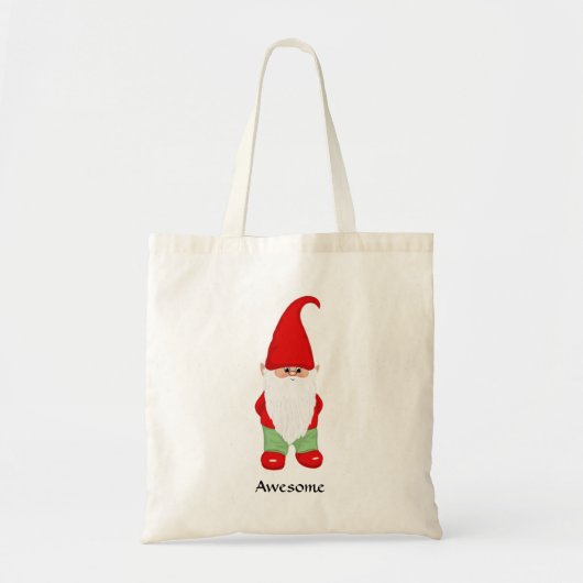 Moderne kabouter gekleed in groen en rood tote bag (Voorkant)