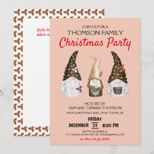 Moderne kabouters feestelijke perzik kerstfeest kaart