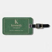Moderne kaki-lettering op groene denimprint bagagelabel (Voorkant horizontaal)