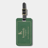 Moderne kaki-lettering op groene denimprint bagagelabel (Voorkant verticaal)