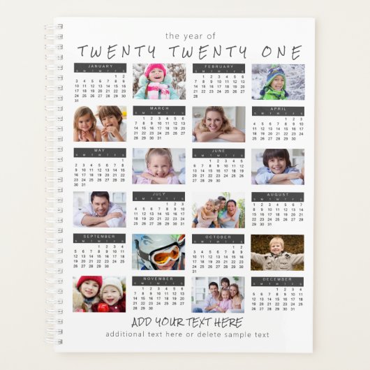 Moderne kalender 2021-foto-Collage op maat Planner (Voorkant)